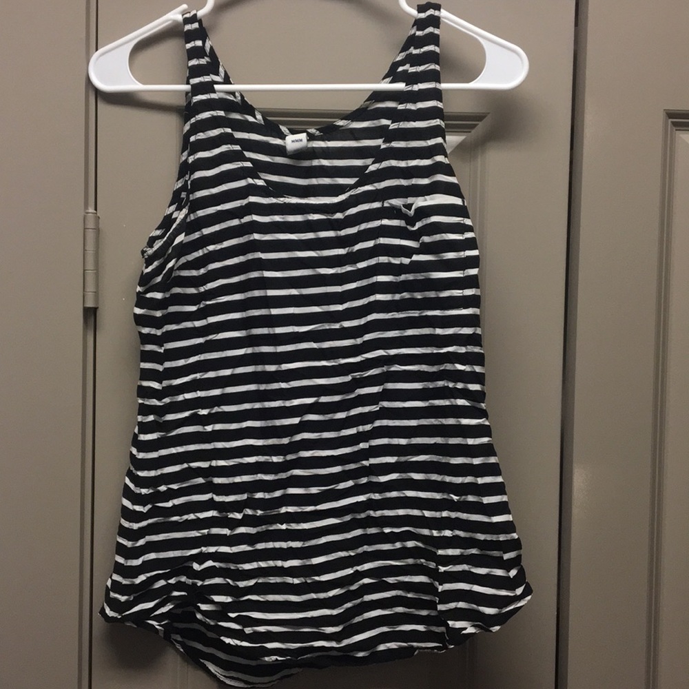 Black/ white striped tank top